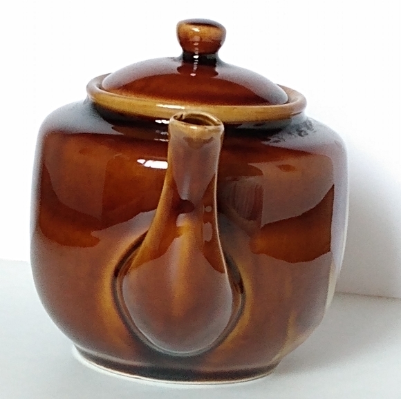 Little Vintage Brown Drip Cream Swirl Glaze Ceramic Tea Pot - Picture 2 of 12